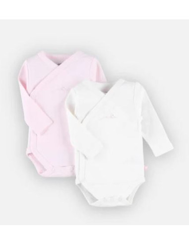 Bodys croisés ML 2pces 0M - Rose...