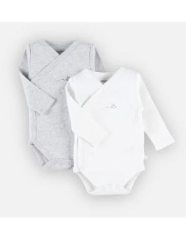 Bodys croisés ML 2pces 1M - Gris...