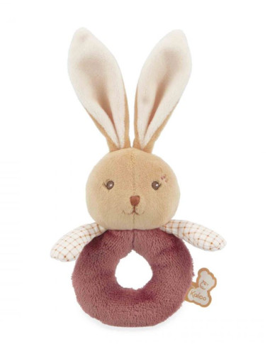 Doudou Hochet lapin - Bordeaux