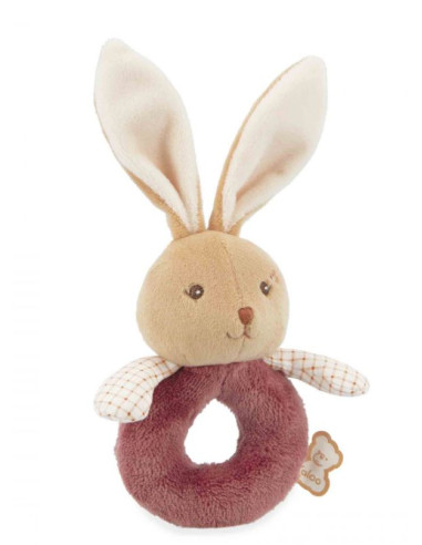 Doudou Hochet lapin - Bordeaux