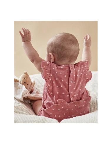 Combinaison AOP Oiseaux Rose - 6M