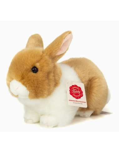 Peluche Lapin beige et blanc 23 cm 