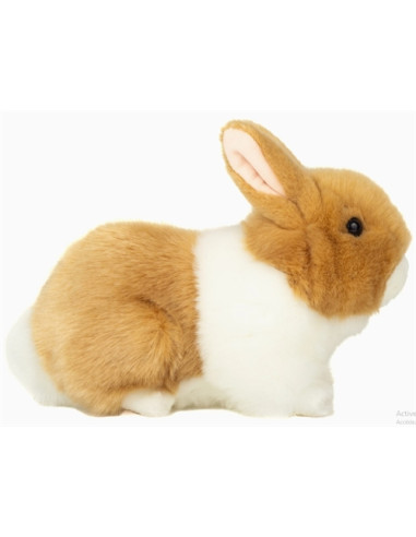 Peluche Lapin beige et blanc 23 cm 