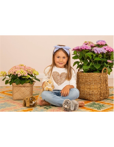 Peluche Lapin bélier gris 18 cm 