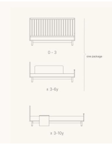 Lit 70x140cm évolutif - Kyo Honey Ash