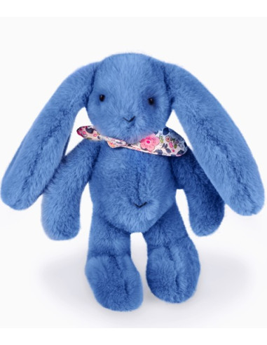 Peluche lapin Fleurette 25 cm - Bleu