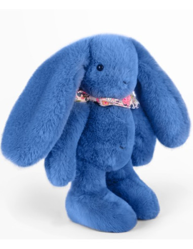 Peluche lapin Fleurette 25 cm - Bleu