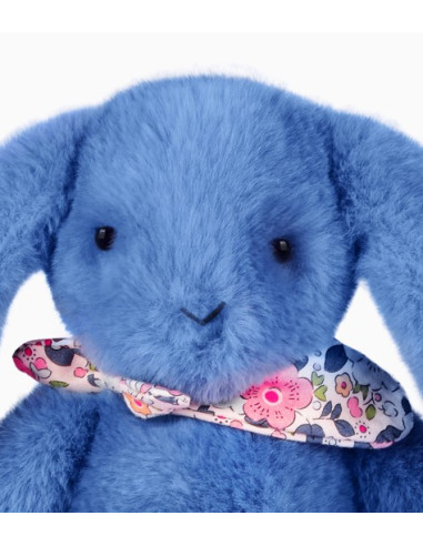 Peluche lapin Fleurette 25 cm - Bleu