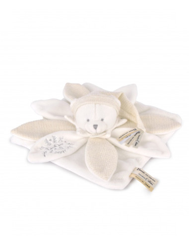 Doudou plat pétales 25 ans Ours - Blanc