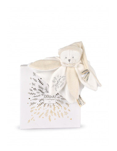 Doudou plat pétales 25 ans Ours - Blanc