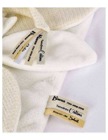 Doudou plat pétales 25 ans Ours - Blanc