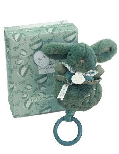 Boîte à musique Lapin 20 cm - Vert Sauge