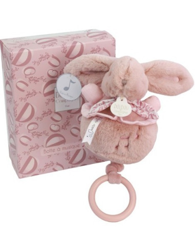 Boîte à musique Lapin 20 cm - Rose