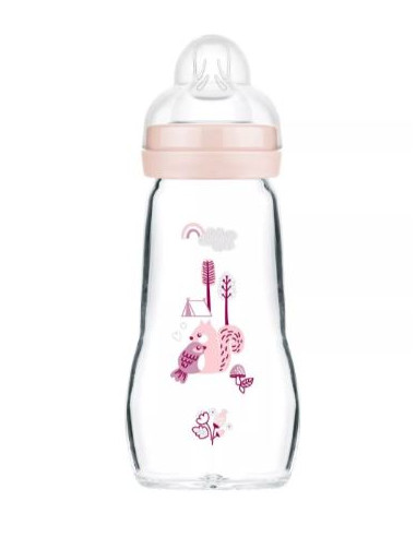 Biberon Verre MAM Forest 260 ml - Rose