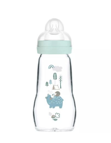 Biberon Verre MAM Forest 260 ml - Bleu
