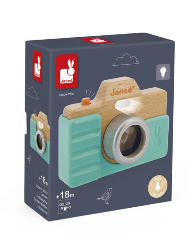 Appareil photo sonoreet lumineux en bois