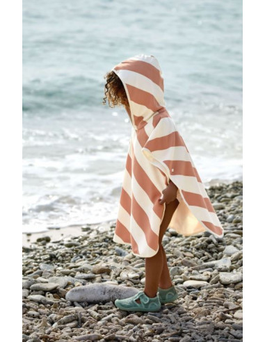 Poncho anti-UV -  Stripes Clay/ Sea Salt