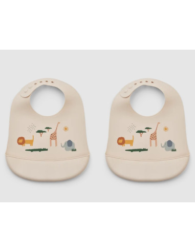 Lot de 2 bavoirs en silicone Tilda -...