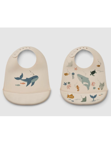 Lot de 2 bavoirs en silicone Tilda -...