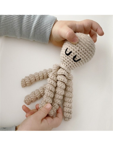 Doudou hochet pieuvre tricoté - Light...