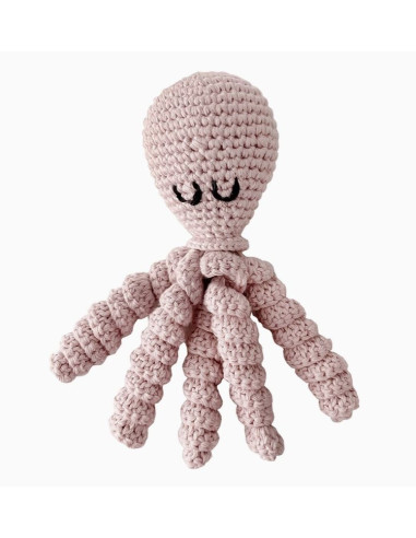 Doudou hochet pieuvre tricoté - Dusty...