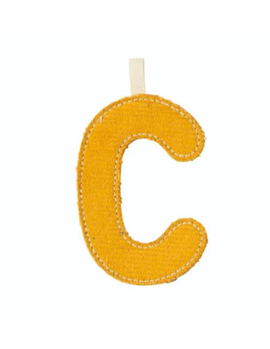Lettre tissu C Phosphorescente - Jaune