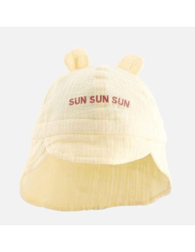 Chapeau de soleil flap ourson 3-6M -...