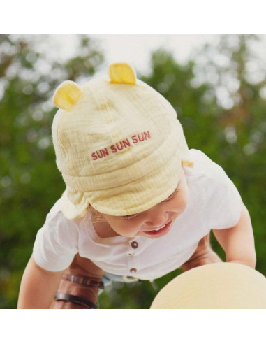 Chapeau de soleil flap ourson 3-6M...