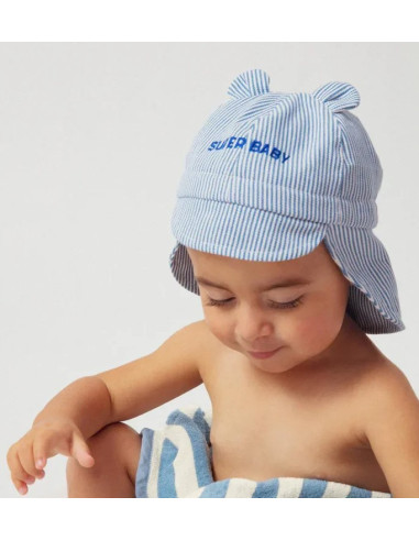 Chapeau de soleil flap ourson 3-6M -...
