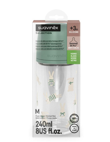 Biberon verre Suavinex 240ml tétine...
