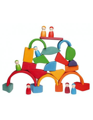 Gros blocs en bois naturel 15 pces -...