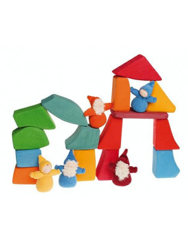 Gros blocs en bois naturel 15 pces -...