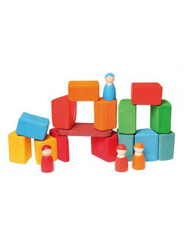 Gros blocs en bois naturel 15 pces -...