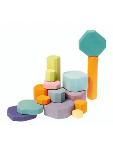 Gros blocs en bois naturel 16 pces -...