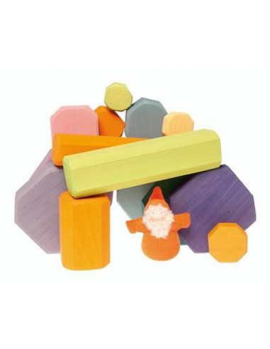 Gros blocs en bois naturel 16 pces -...