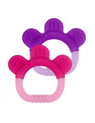 Jouet dentition silicone rose-mauve