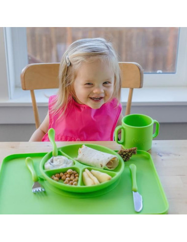 Assiette d'apprentissage silicone - Vert