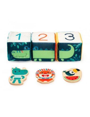 Jeu de cubes cache-cache - Jungle