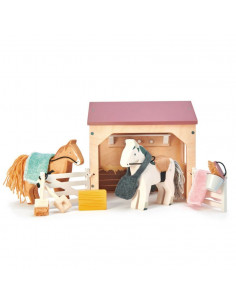 Ecurie et 2 poneys en bois