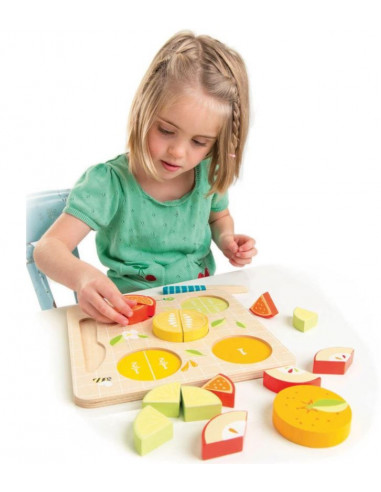 Puzzle fraction d'agrumes en bois