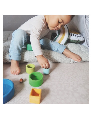 Set de bols en bois - Grimm's - Bleu