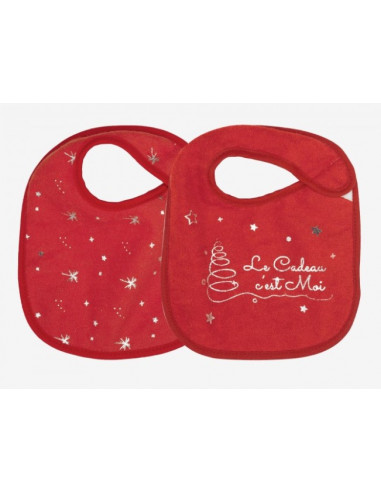 Bavoir naissance 0-4mois lot 2pc - Noël