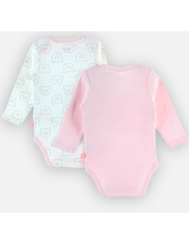 Lot de 2 bodys à col US - rose/blanc...