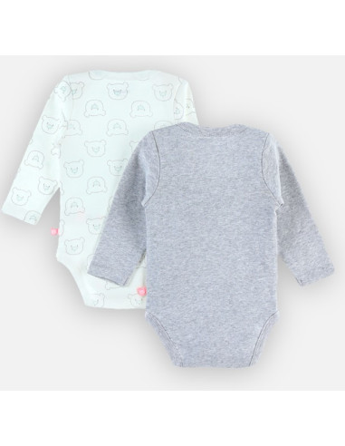 Lot de 2 bodys à col US - gris/blanc...