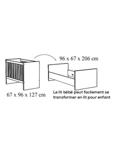 Chambre bébé 3pces AMALIA chêne...