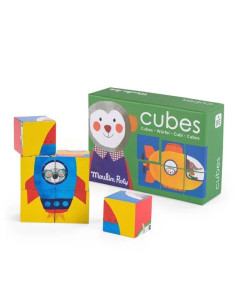 Puzzle 6 cubes en bois -...
