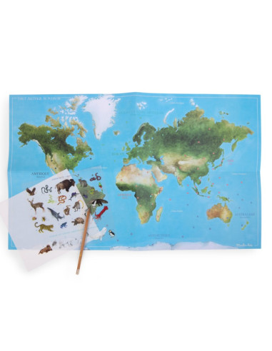 Mappemonde avec décalcomanies - Les...