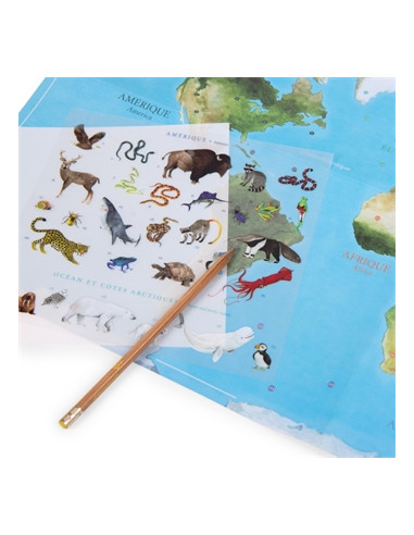 Mappemonde avec décalcomanies - Les...
