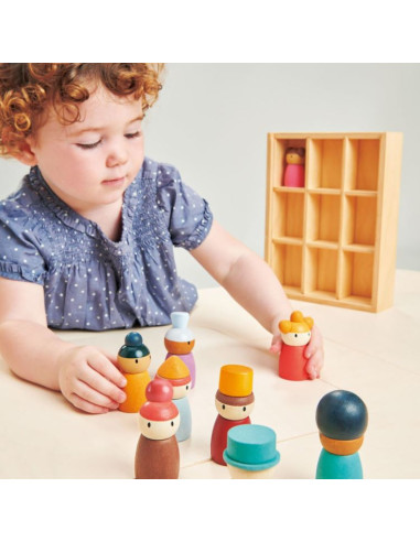 Hotel happy Folk et 9 figurines - Bois