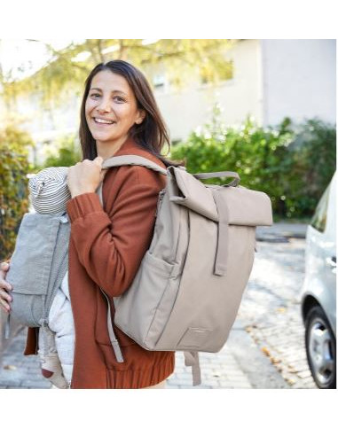 Sac à dos à langer Roll Top UP - Taupe